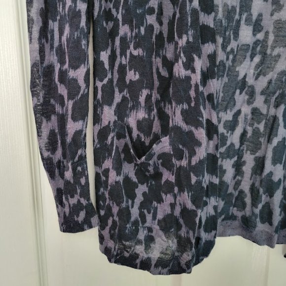 Semi-sheer open front navy LOFT cardigan Size L - Picture 2 of 5